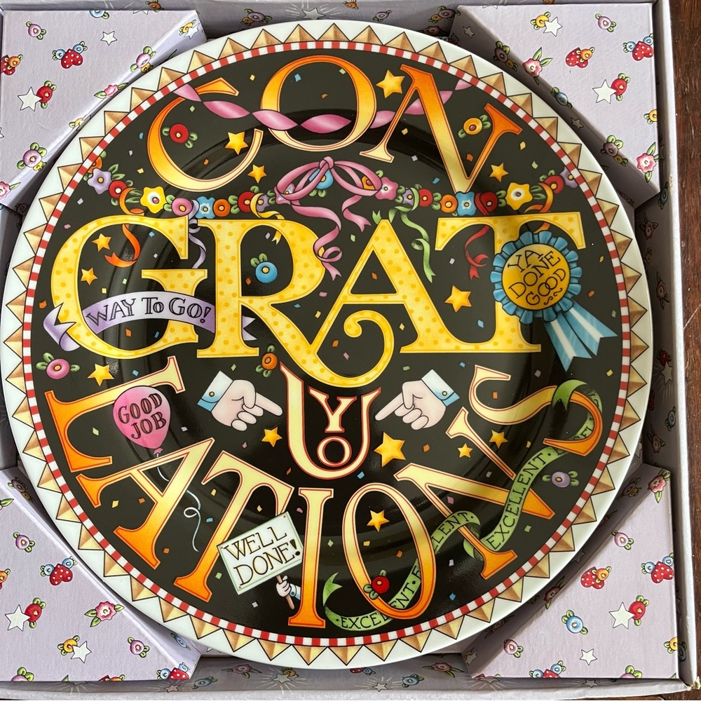Mary Engelbreit Congratulations Plate. 2001